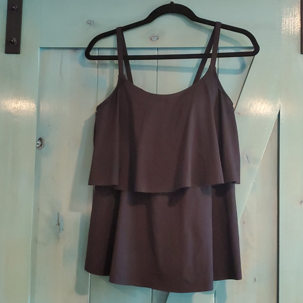 NWOT Lands End Tiered Black Tankini Top Size 10